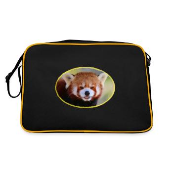 Red Panda Stare with yellow border - Retro Bag - black/gold - Back