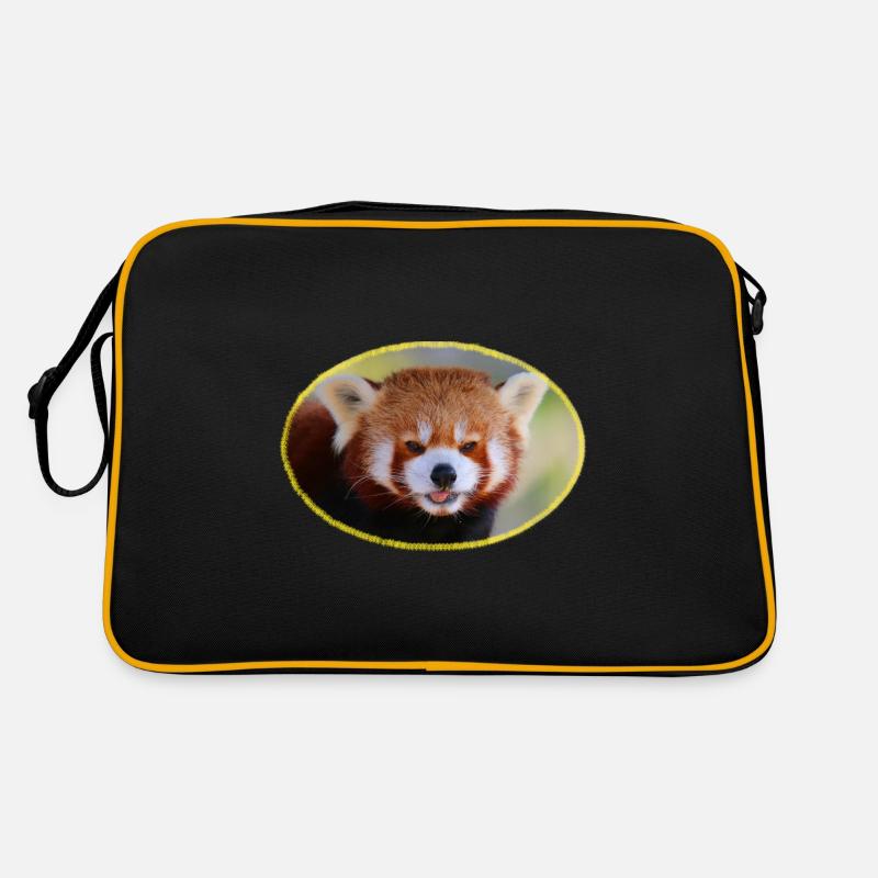 Regard de panda roux avec bordure jaune Sac Retro