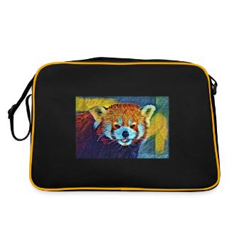 Red Panda Stare In Slumber - Retro Bag - black/gold - Back