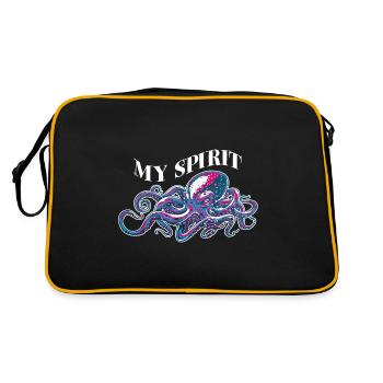 Oktopus Kalmar Oktopoden aus der Tiefsee - Retro Tasche - Schwarz/Gold - Hinten