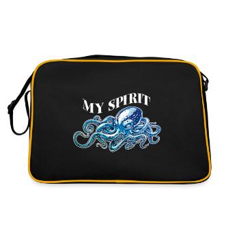 Oktopus Oktopode Krake aus der Tiefsee - Retro Tasche - Schwarz/Gold - Hinten