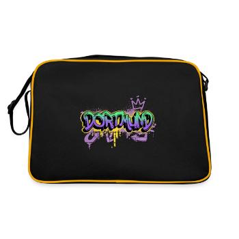 Dortmund Deutschland Stadt Graffiti Spray Sprayer - Retro Tasche - Schwarz/Gold - Hinten