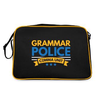 Grammatik-Polizei Komma-Einheit Englisch-Lehrer Sc - Retro Tasche - Schwarz/Gold - Hinten