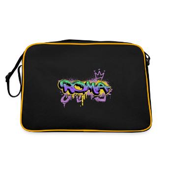 Rom Roma Italien Stadt Graffiti Spray Sprayer - Retro Tasche - Schwarz/Gold - Hinten