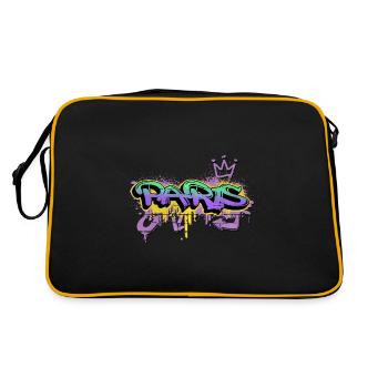 Paris Frankreich Stadt Graffiti Spray Sprayer - Retro Tasche - Schwarz/Gold - Hinten