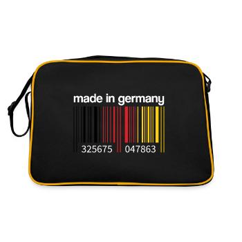 Code-barres du drapeau allemand Fabriqué en Allemagne Berlin - Sac Retro - noir/or - Dos