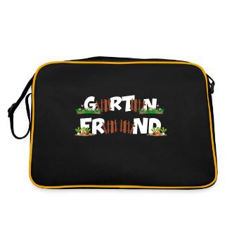 gartenfreund schrebergarten erntezeit gartenarbeit - Retro Tasche - Schwarz/Gold - Hinten