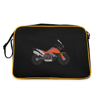 Retro Pixel Enduro, Adventure Motorcycle - Retro Bag - black/gold - Back