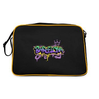 Barcelona Spanien Stadt Graffiti Spray Sprayer - Retro Tasche - Schwarz/Gold - Hinten