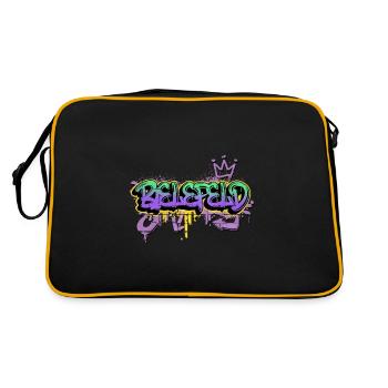 Bielefeld Deutschland Stadt Graffiti Spray Sprayer - Retro Tasche - Schwarz/Gold - Hinten