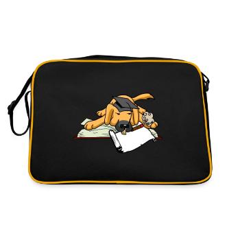 Dog Student Study University University Scholar Abi - Retro Bag - black/gold - Back