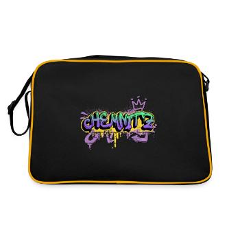 Chemnitz Deutschland Stadt Graffiti Spray Sprayer - Retro Tasche - Schwarz/Gold - Hinten