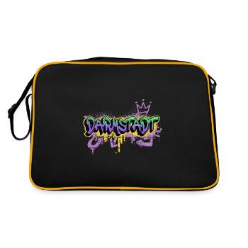 Darmstadt Deutschland Stadt Graffiti Spray Sprayer - Retro Tasche - Schwarz/Gold - Hinten
