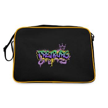 Freiburg Deutschland Stadt Graffiti Spray Sprayer - Retro Tasche - Schwarz/Gold - Hinten