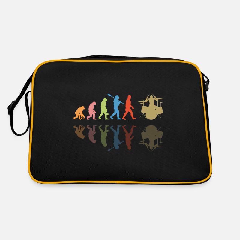 Evolution of man Drums Band Retro Vintage Drummer - Retro Tasche - Schwarz/Gold