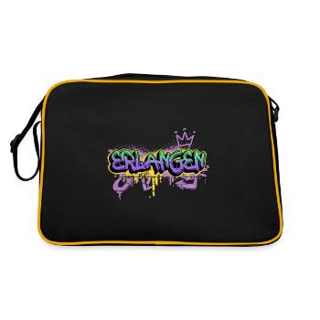 Erlangen Deutschland Stadt Graffiti Spray Sprayer - Retro Tasche - Schwarz/Gold - Hinten