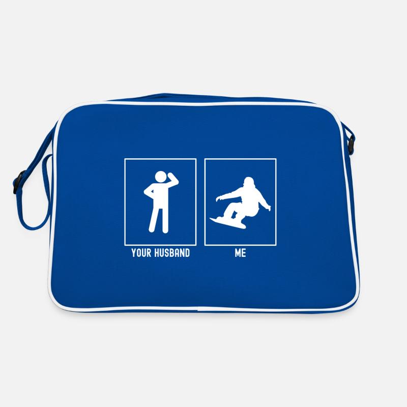 Dein Ehemann - Ich - Snowboarding Aktivität Retro Tasche