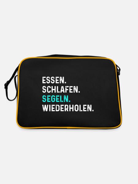 Segelboot Segler Segeln - Retro Tasche - Schwarz/Gold