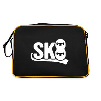 skateboard sk8 halfpipe skateboarder skate ride - Retro Tasche - Schwarz/Gold - Hinten