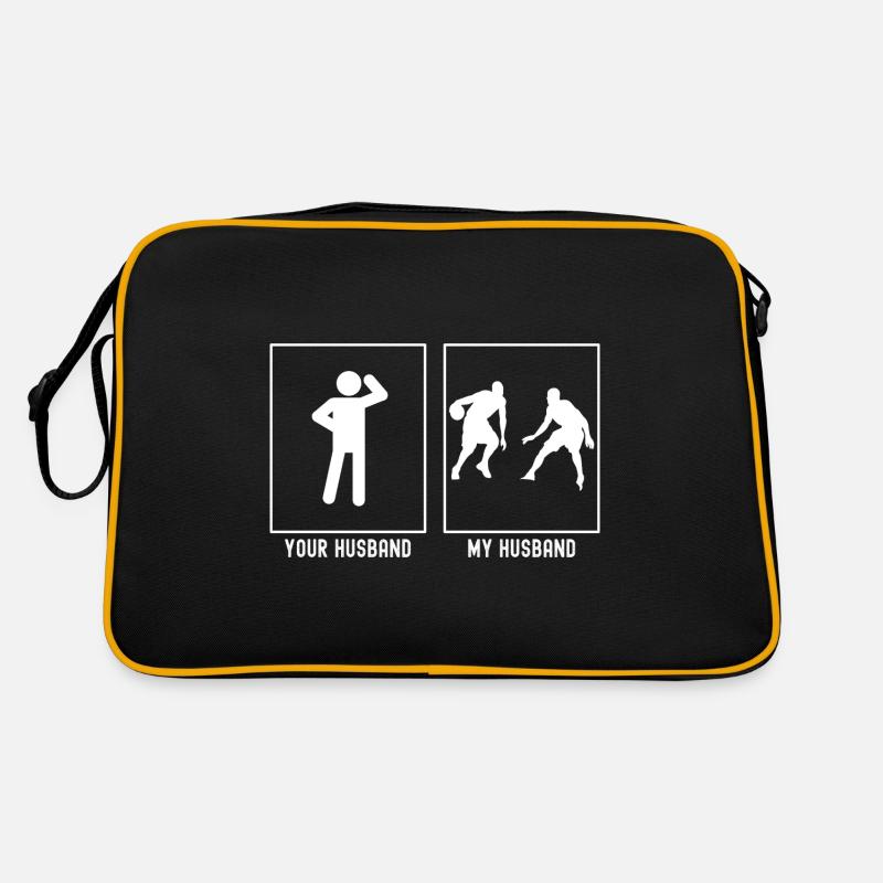Ihr Ehemann - Mein Ehemann - Basketball Duo - Retro Tasche - Schwarz/Gold