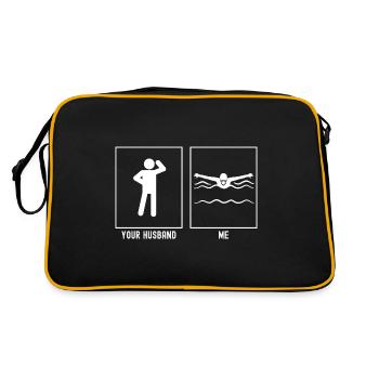 Ihr Ehemann - Ich - Schwimmen Vector - Retro Tasche - Schwarz/Gold - Hinten