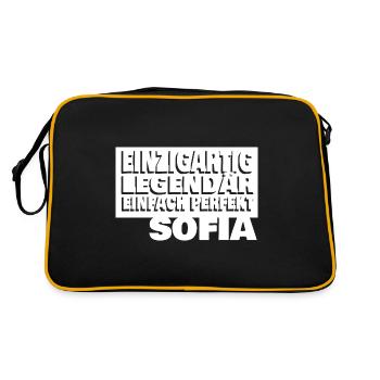 Sofia als Vorname - Retro Tasche - Schwarz/Gold - Hinten