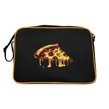 Pizza dessin animé avec du salami, des champignons et beaucoup de fromage - Sac Retro - noir/or - Dos