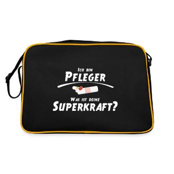 Ich bin Pfleger - Was ist deine Superkraft - Retro Tasche - Schwarz/Gold - Hinten