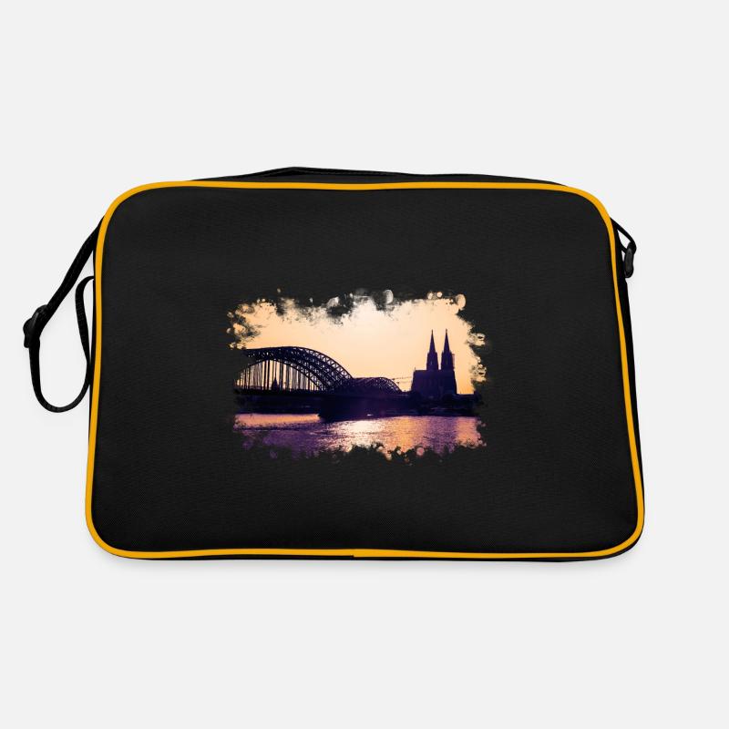 Köln Sunset City Panorama mit Kölner Dom Retro Tasche