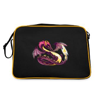 Magischer Elektro Drache - Drachen der Elemente - Retro Tasche - Schwarz/Gold - Hinten