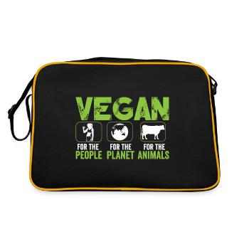 Vegan for People for Planet for Animals - Retro Tasche - Schwarz/Gold - Hinten