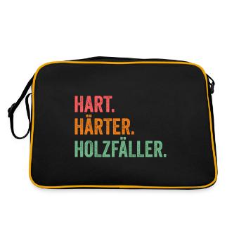 Waldarbeiter Förster Waldarbeit Holzfäller - Retro Tasche - Schwarz/Gold - Hinten