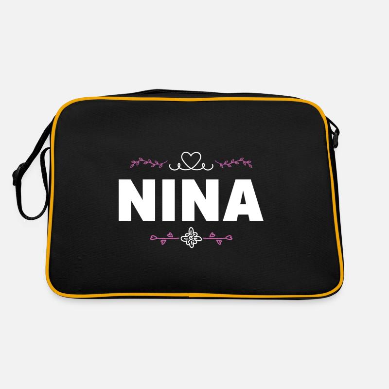 Nina - Retro Tasche - Schwarz/Gold
