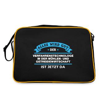 Müller Design für stolze Handwerker - Retro Tasche - Schwarz/Gold - Hinten