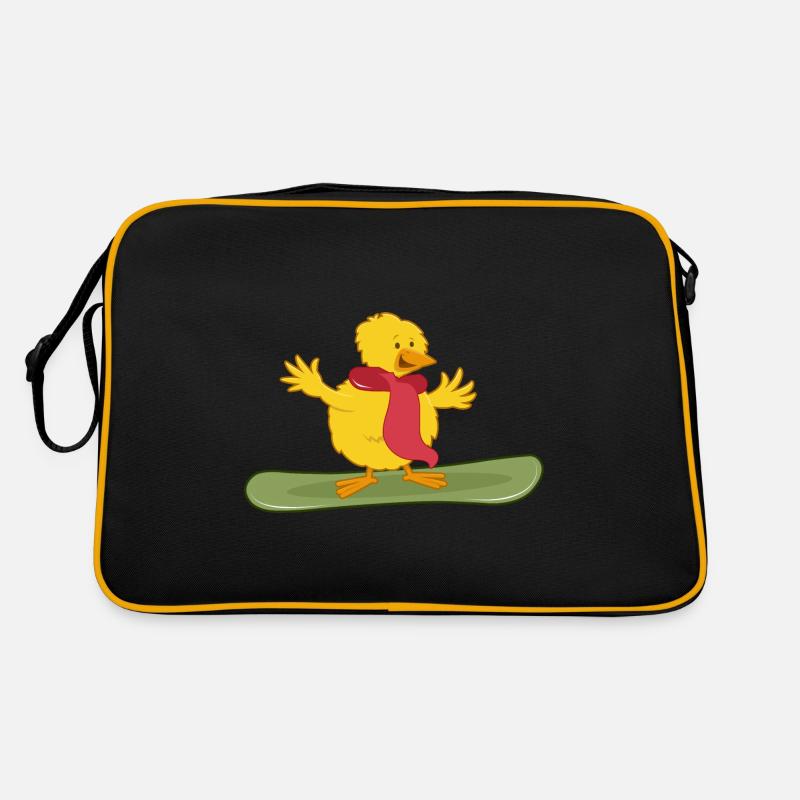 snowboarder "freestyle-snowboard-chick" - Retro Tasche - Schwarz/Gold