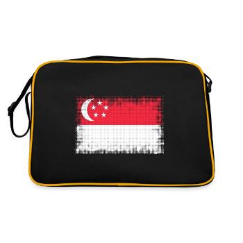 Geschenk für Singapur - Retro Tasche - Schwarz/Gold - Hinten