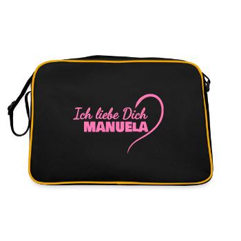 Geschenk für Manuela - Retro Tasche - Schwarz/Gold - Hinten