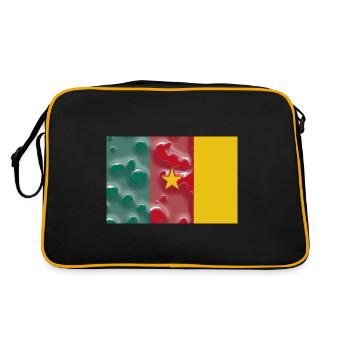 Kamerun als Kamerun - Retro Tasche - Schwarz/Gold - Hinten