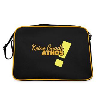 Gnade Spruch Lustig Vorname Name Athos - Retro Tasche - Schwarz/Gold - Hinten