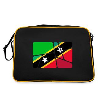 Land Flagge St. Kitts und Nevis - Retro Tasche - Schwarz/Gold - Hinten