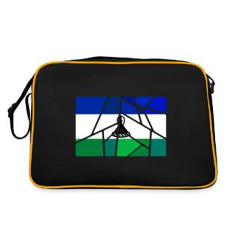 Geschenk für Lesotho - Retro Tasche - Schwarz/Gold - Hinten