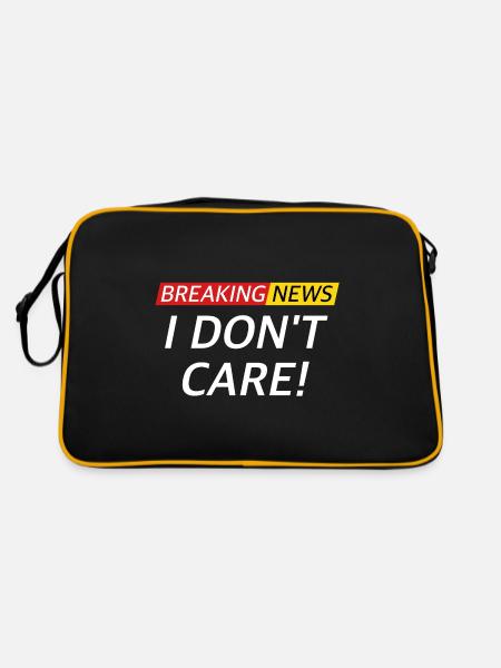 I don't care, Nachrichten lustige Sprüche - Retro Tasche - Schwarz/Gold - Hinten