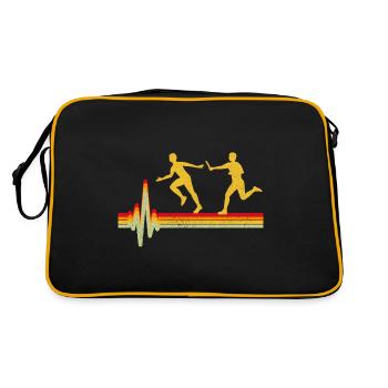 Relay race run athlete track & field heartbeat - Retro Bag - black/gold - Back