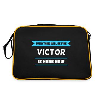Victor Name Spruch für stolze Sieger - Retro Tasche - Schwarz/Gold - Hinten