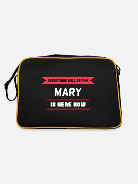 Mary Name Saying für stolze Marys - Retro Tasche - Schwarz/Gold - Hinten