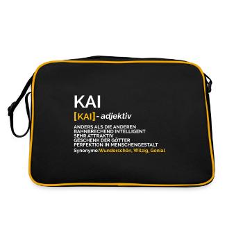Kai - Retro Tasche - Schwarz/Gold - Hinten