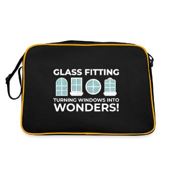 Verglaser Fenster Glasbeschlag Monteur Glasarbeiten - Retro Tasche - Schwarz/Gold - Hinten