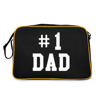 Vater Nummer 1 Dad Vatertag Geschenk - Retro Tasche - Schwarz/Gold - Hinten