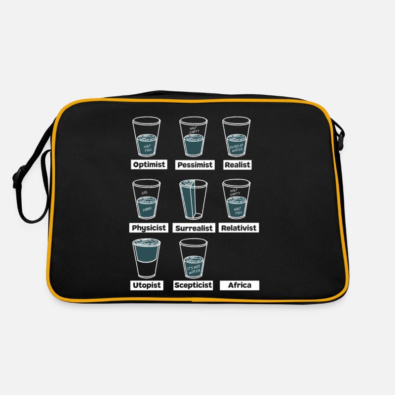 Wasserglas Fun - Retro Tasche - Schwarz/Gold