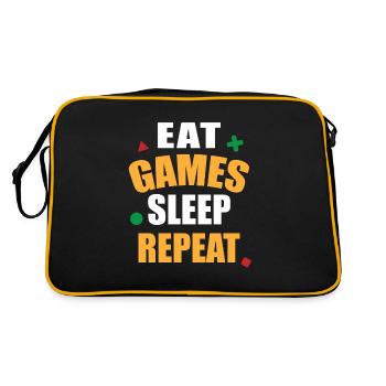 Gamer Design - Food Play Sleep Repeat - Retro Bag - black/gold - Back
